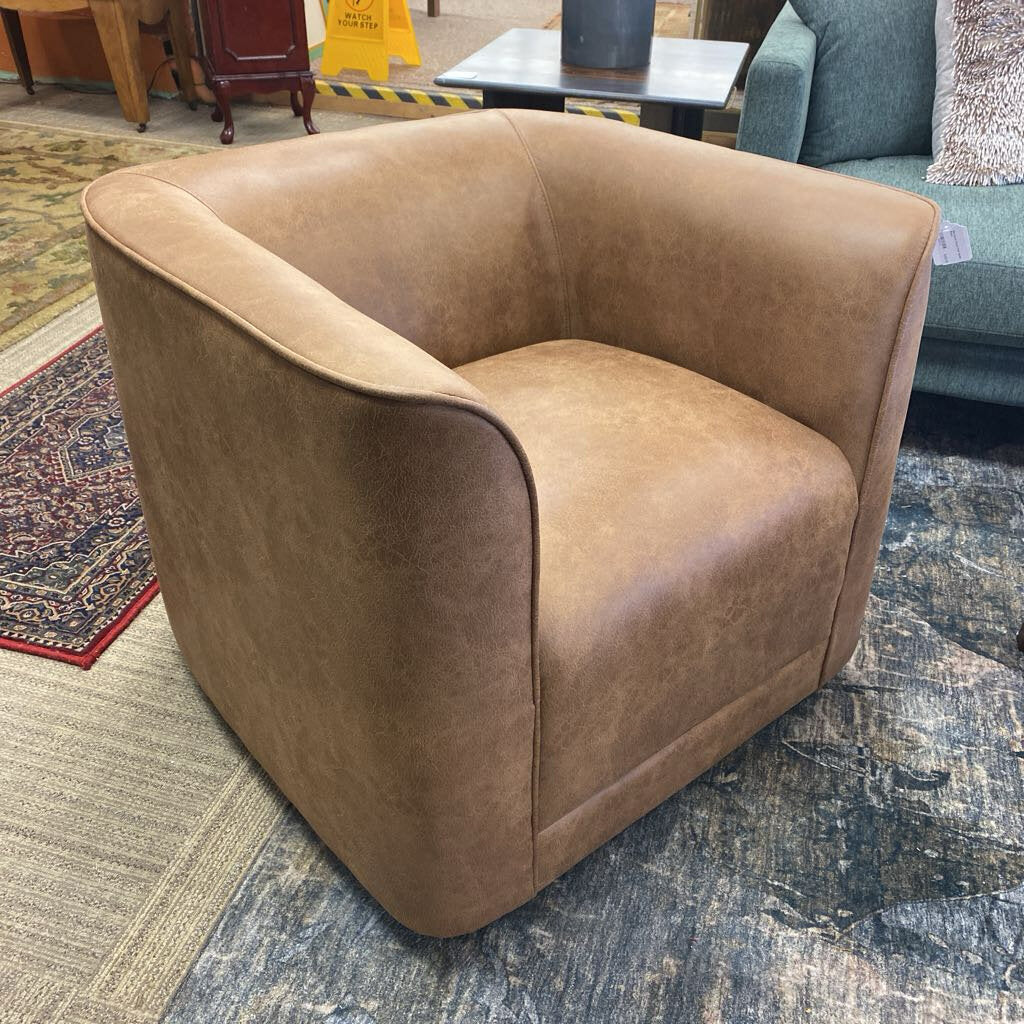 Brown leather swivel chair