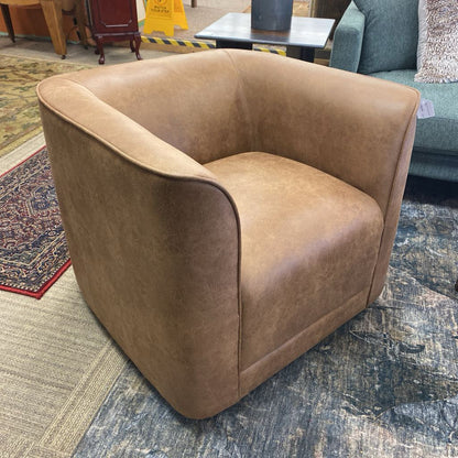 Brown leather swivel chair