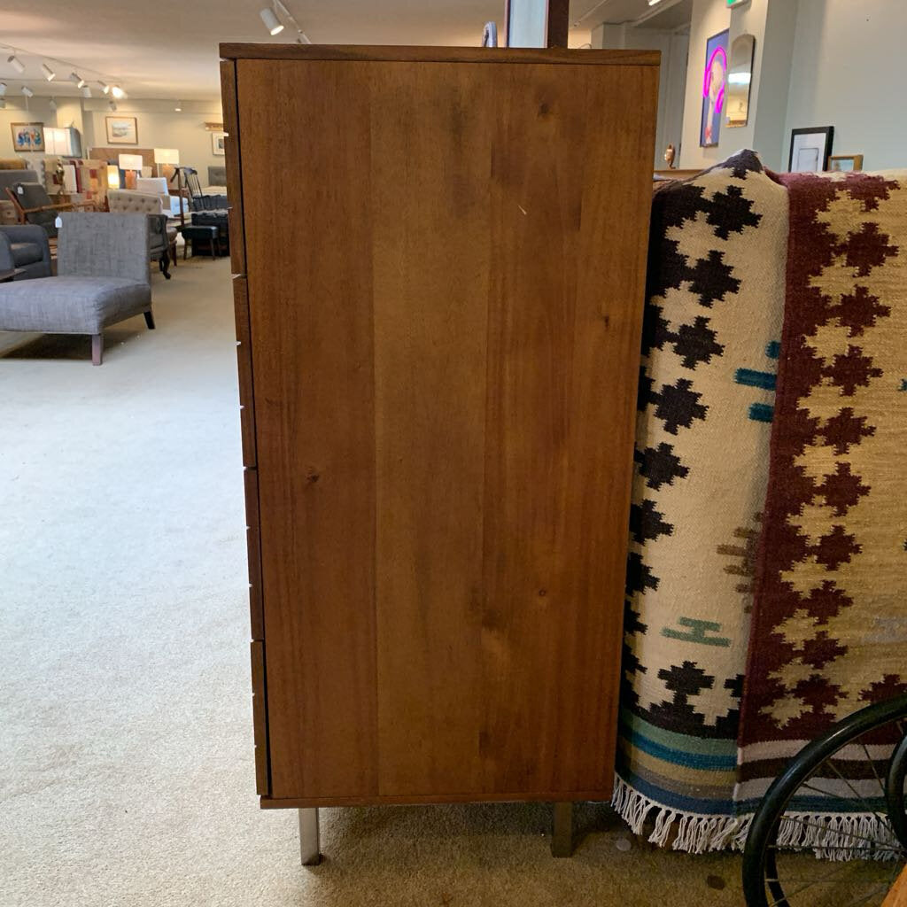 Wood Slat Front 4 Drawer Highboy