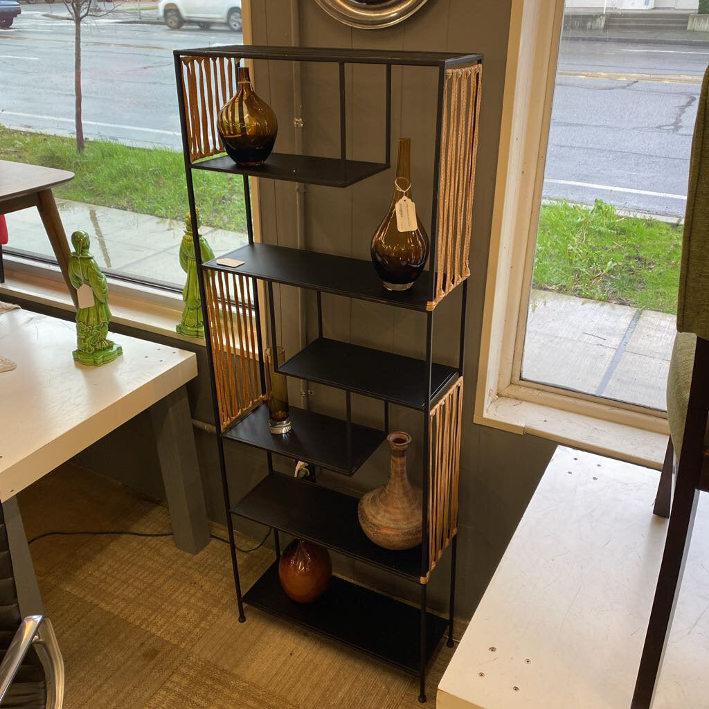 Black Metal & Fabric Asymmetrical Bookshelf