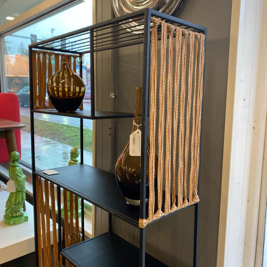 Black Metal & Fabric Asymmetrical Bookshelf