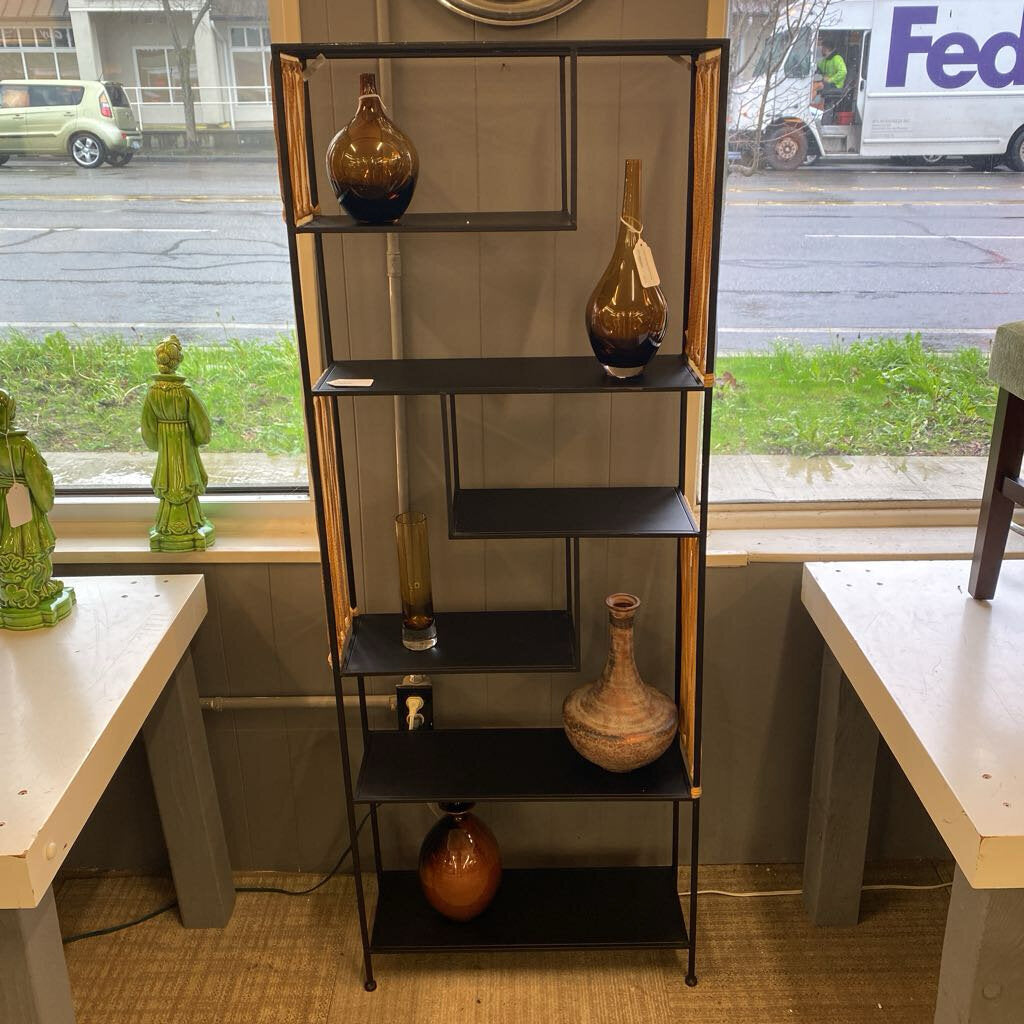 Black Metal & Fabric Asymmetrical Bookshelf