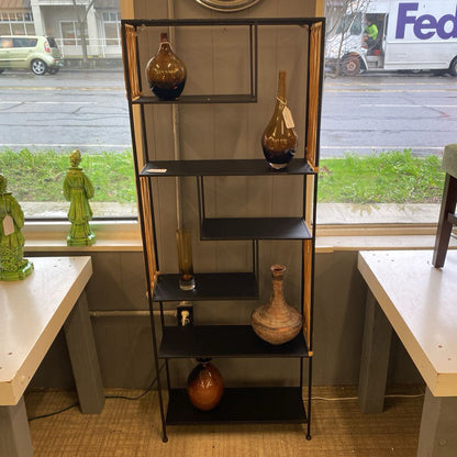 Black Metal & Fabric Asymmetrical Bookshelf