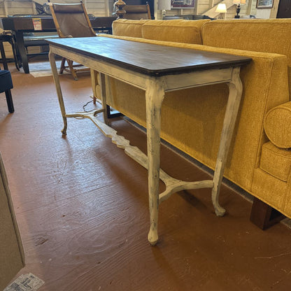 rustic long wood top console table