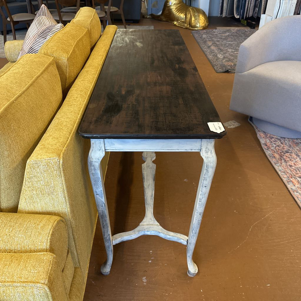 rustic long wood top console table
