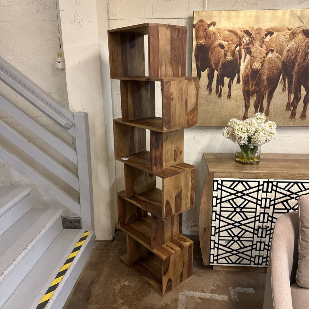 Natural Metro 6 Cube Asymmetric Bookshelf