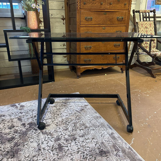 Glass Top Rolling Desk