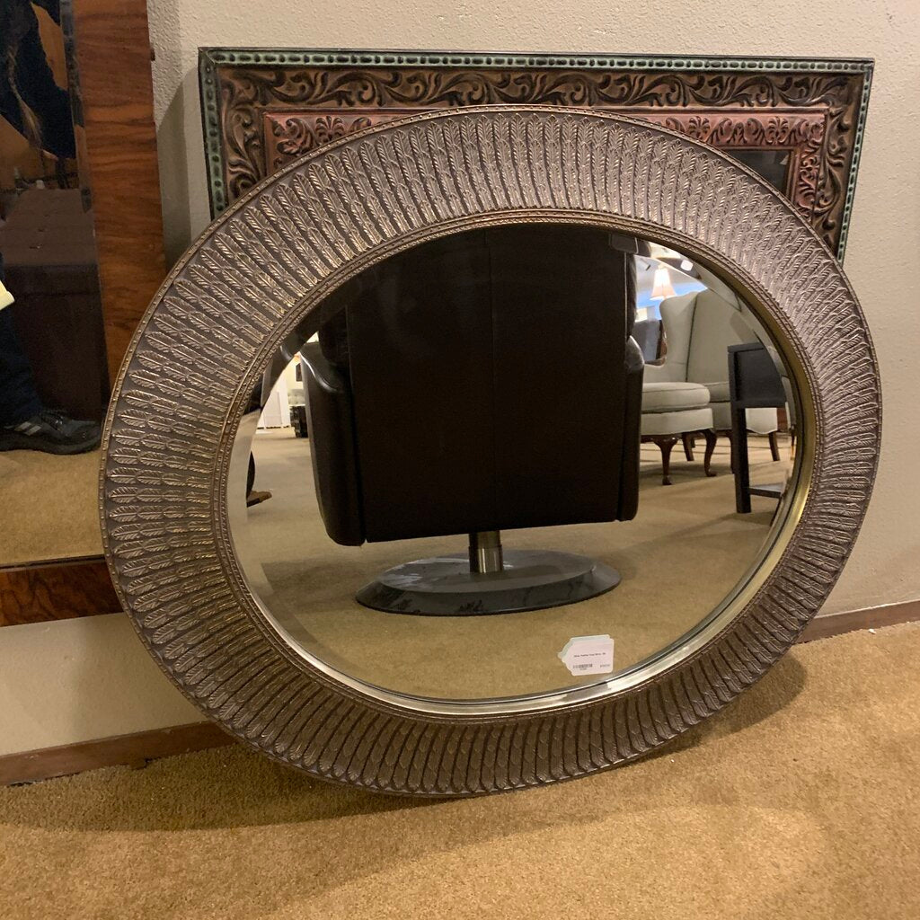 Silver Feather Oval Mirror