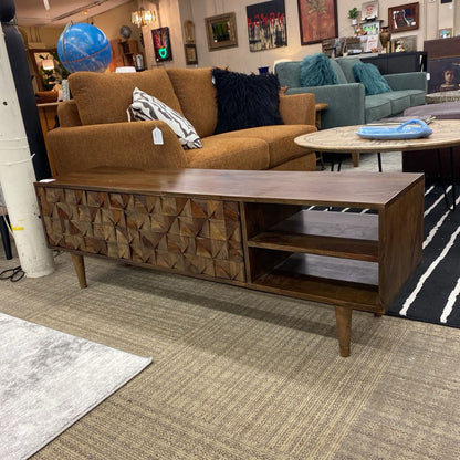 Dark Wood Geometric Design Media Unit