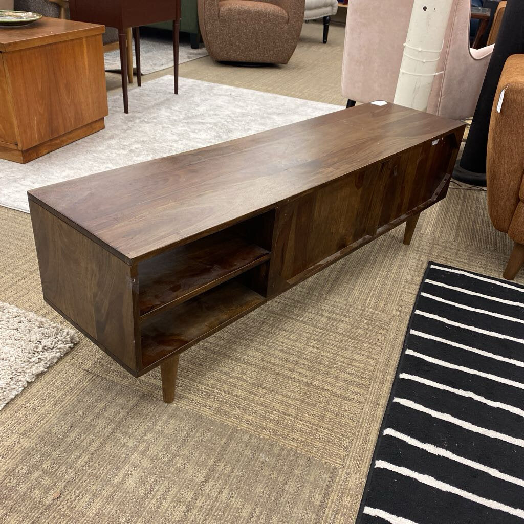 Dark Wood Geometric Design Media Unit