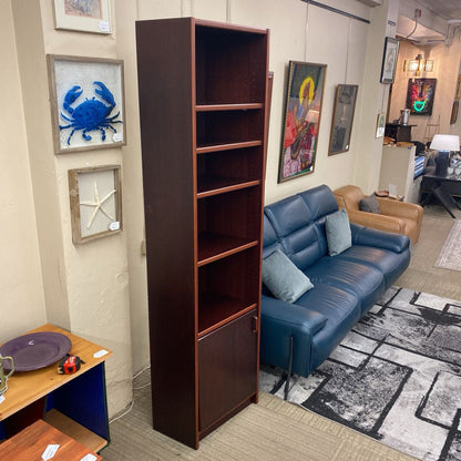 Danish Dark Wood Angled Bookcase w/Door