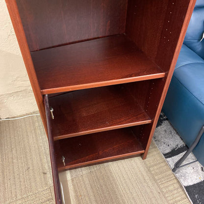 Danish Dark Wood Angled Bookcase w/Door