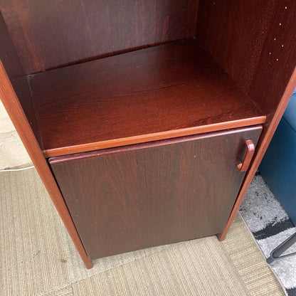 Danish Dark Wood Angled Bookcase w/Door