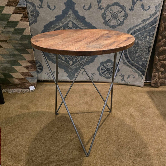 Round Wood Top Hairpin Leg Table