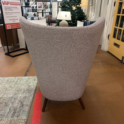 Tan Dark Wood Arm Accent Chair