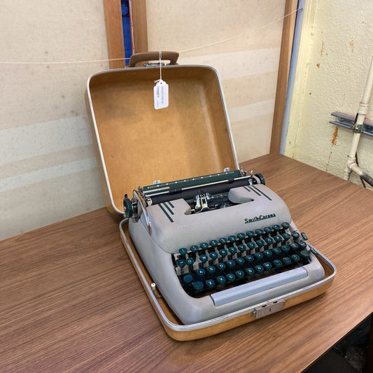 Vintage SMITH-CORONA Green Keys Typewriter w/Case