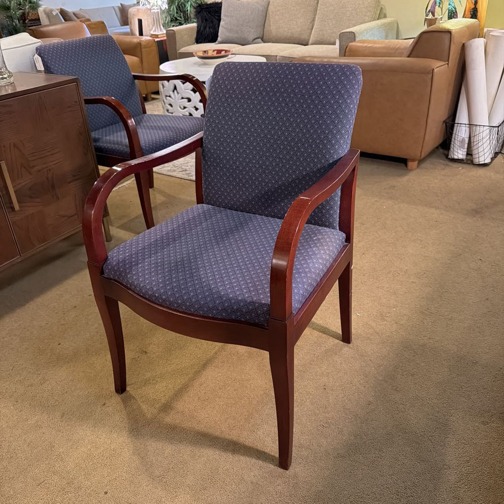 Blue Fabric Wood arm and Frame Arm Chair U ACCENT CHAIRS