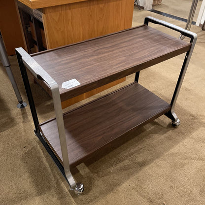 Faux Wood 2 Tone Rolling TV Stand