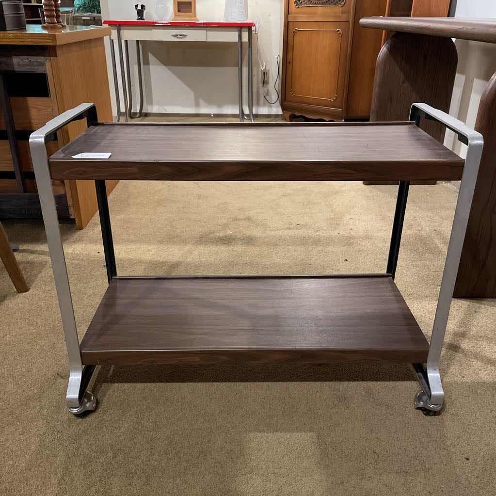 Faux Wood 2 Tone Rolling TV Stand