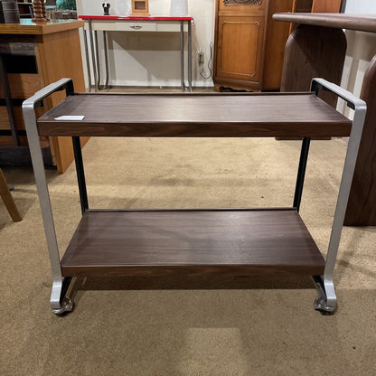 Faux Wood 2 Tone Rolling TV Stand