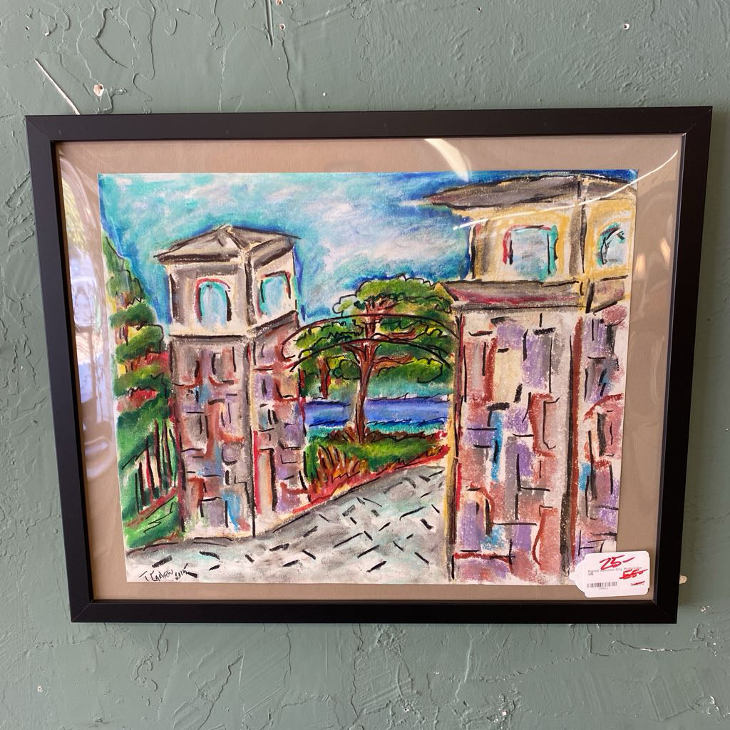 Signed Abstract City Watercolor ART