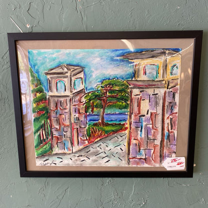 Signed Abstract City Watercolor ART