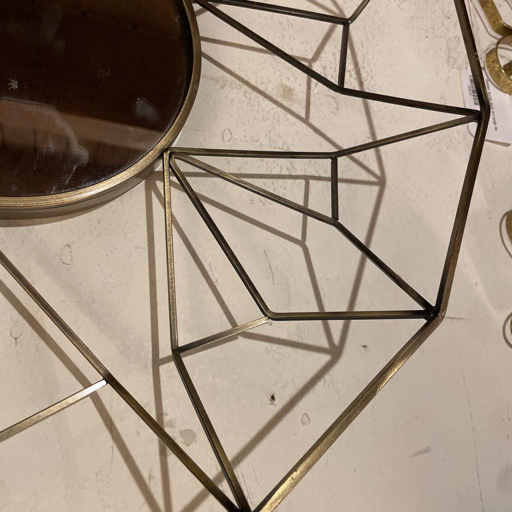 Matte Gold Diamond Frame Round Mirror