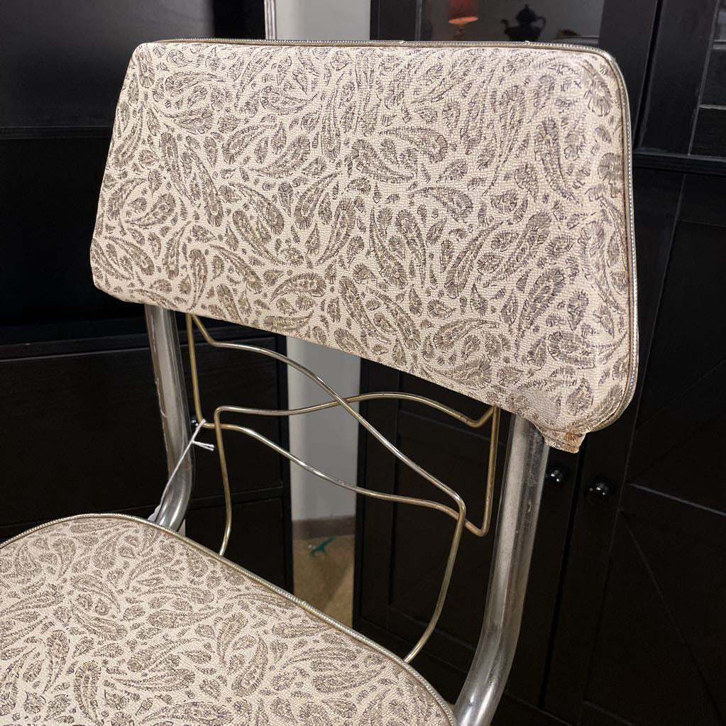 Vintage Kitchen Chair/Step Stool with Paisley Naugahyde Upholstery C STOOLS
