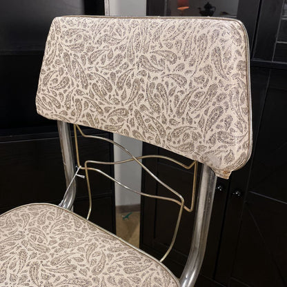 Vintage Kitchen Chair/Step Stool with Paisley Naugahyde Upholstery C STOOLS