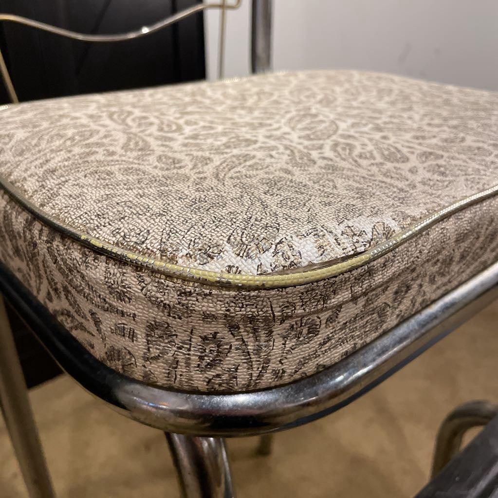 Vintage Kitchen Chair/Step Stool with Paisley Naugahyde Upholstery C STOOLS