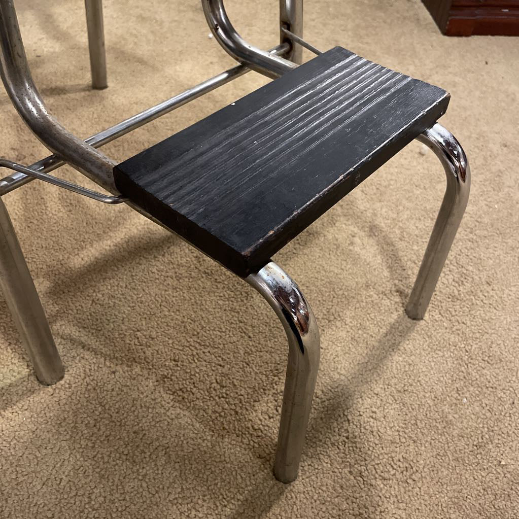 Vintage Kitchen Chair/Step Stool with Paisley Naugahyde Upholstery C STOOLS