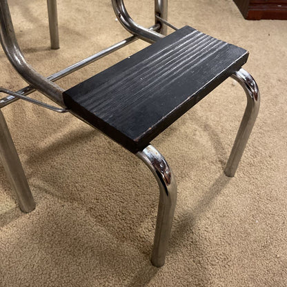 Vintage Kitchen Chair/Step Stool with Paisley Naugahyde Upholstery C STOOLS