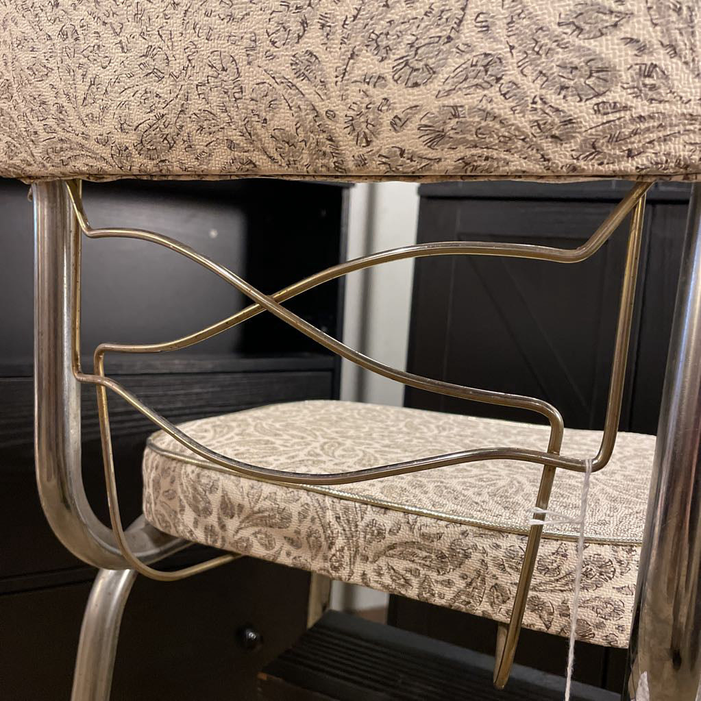 Vintage Kitchen Chair/Step Stool with Paisley Naugahyde Upholstery C STOOLS