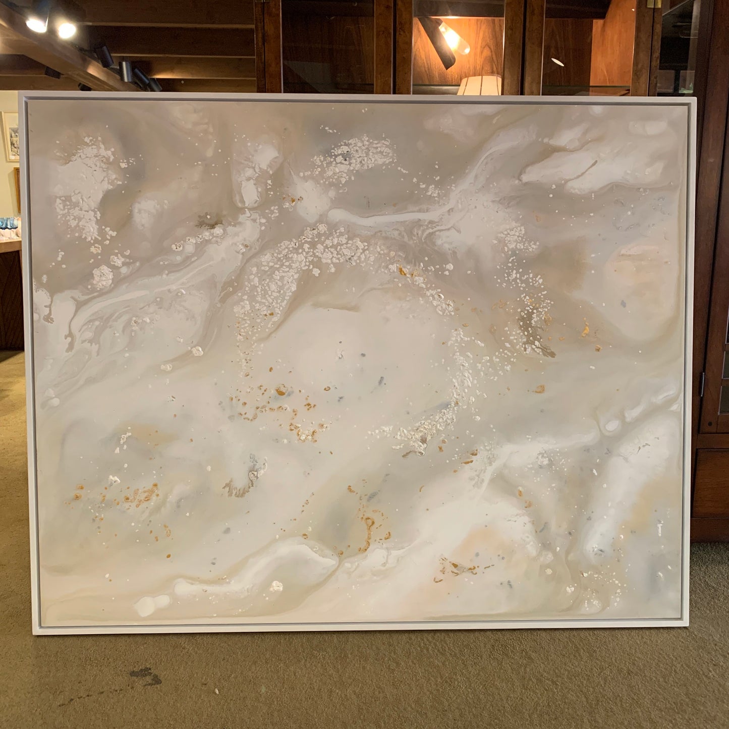 Craig Welborn White & Gold Abstract Painting