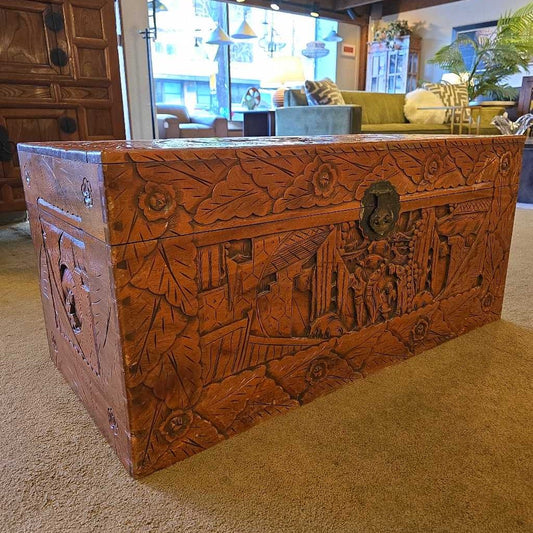 Asian Carved Cedar Chest