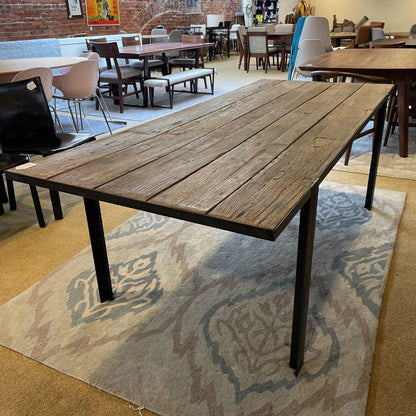 Rustic Reclaimed Wood Metal Leg Dining Table C DINING TABLES