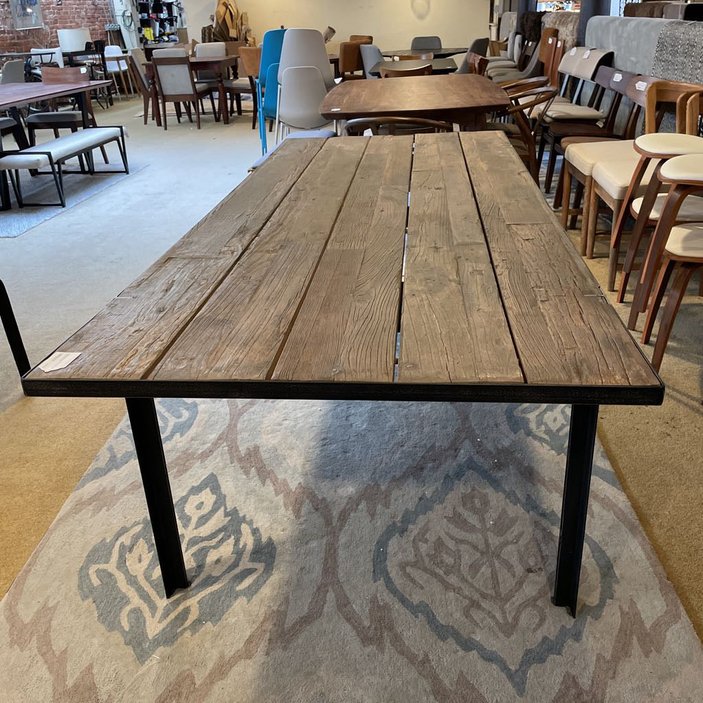 Rustic Reclaimed Wood Metal Leg Dining Table C DINING TABLES