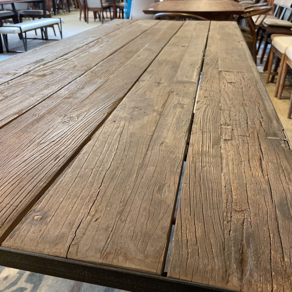 Rustic Reclaimed Wood Metal Leg Dining Table C DINING TABLES