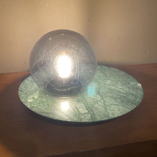 Green Marble Smoke Glass Table Lamp