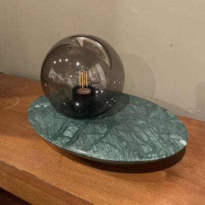 Green Marble Smoke Glass Table Lamp