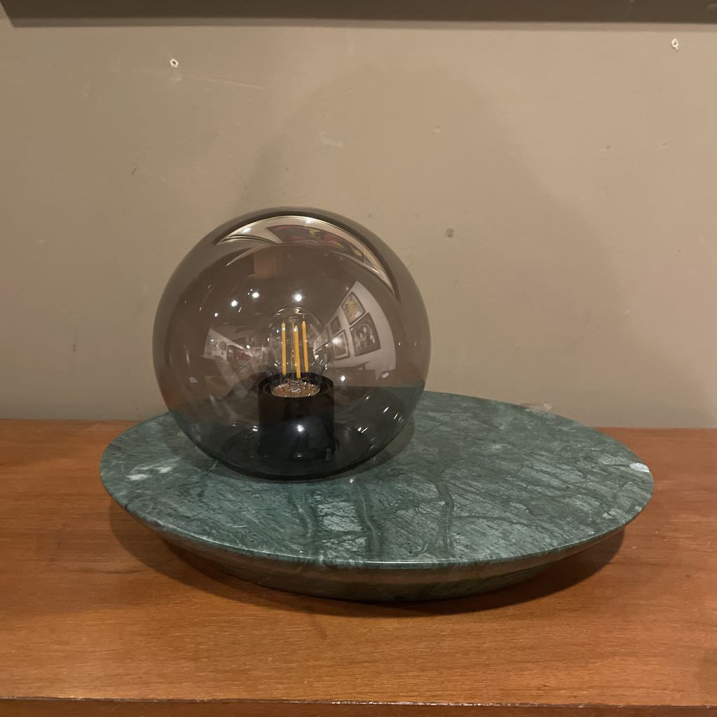 Green Marble Smoke Glass Table Lamp