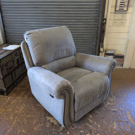 Grey Rolled Arm Recliner