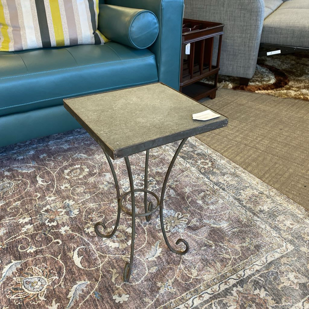 Slate Top Scrolly Metal Plant Stand (AS IS)