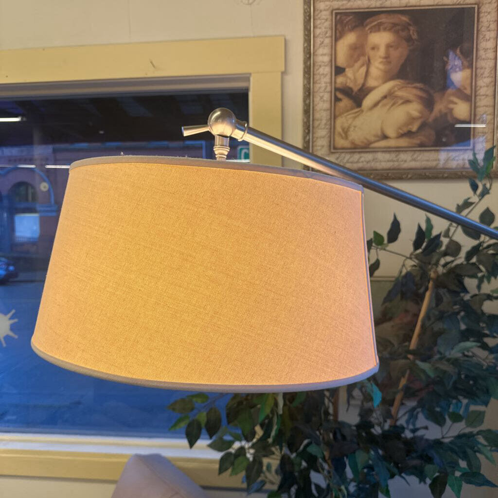 Brushed Steel Adjustable Arm Floor Lamp