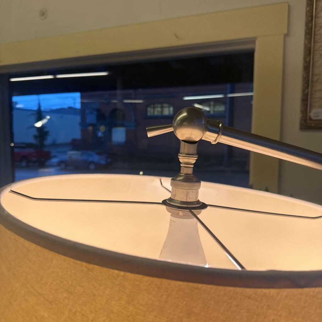 Brushed Steel Adjustable Arm Floor Lamp