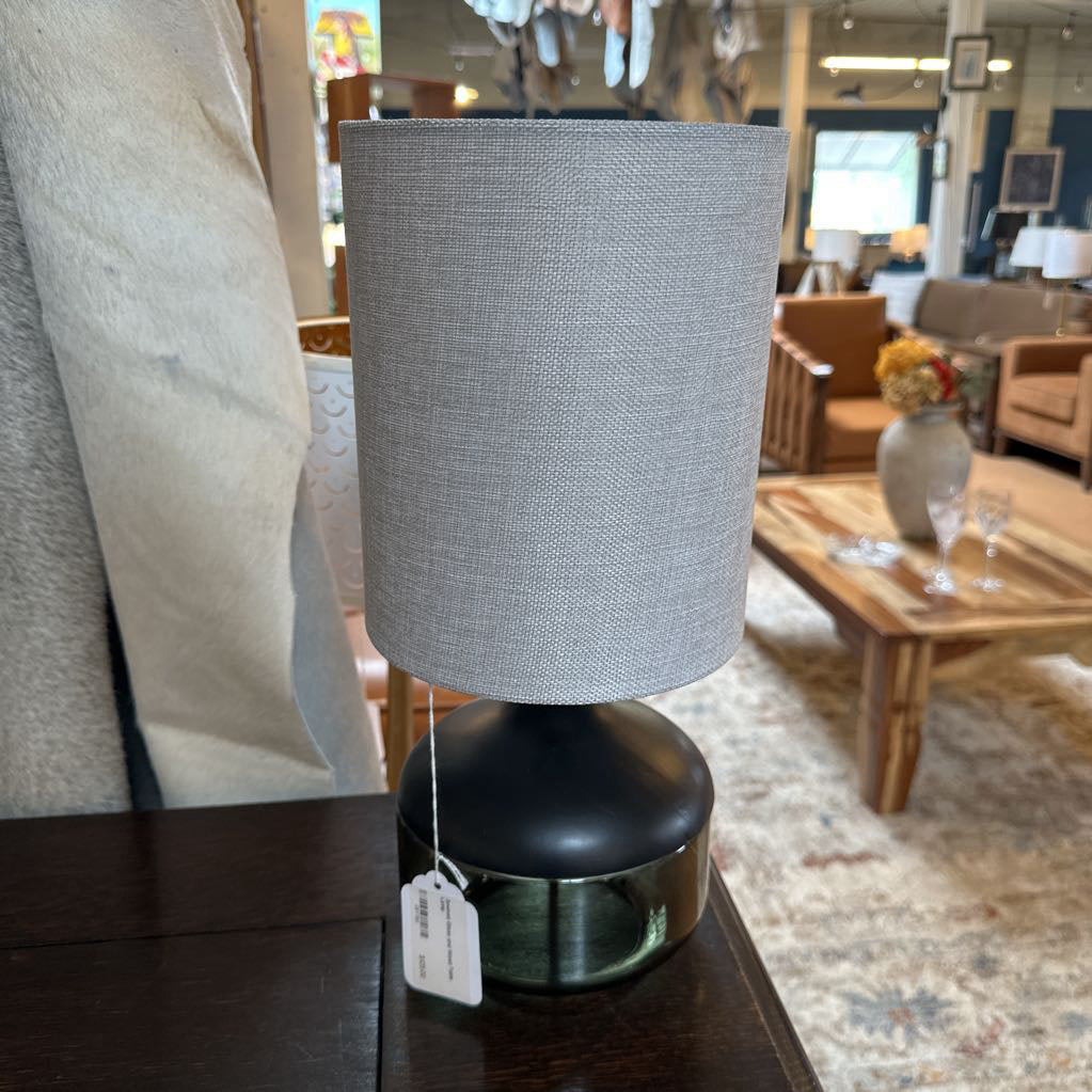 Smoked Glass and Wood Table Lamp LAMPS