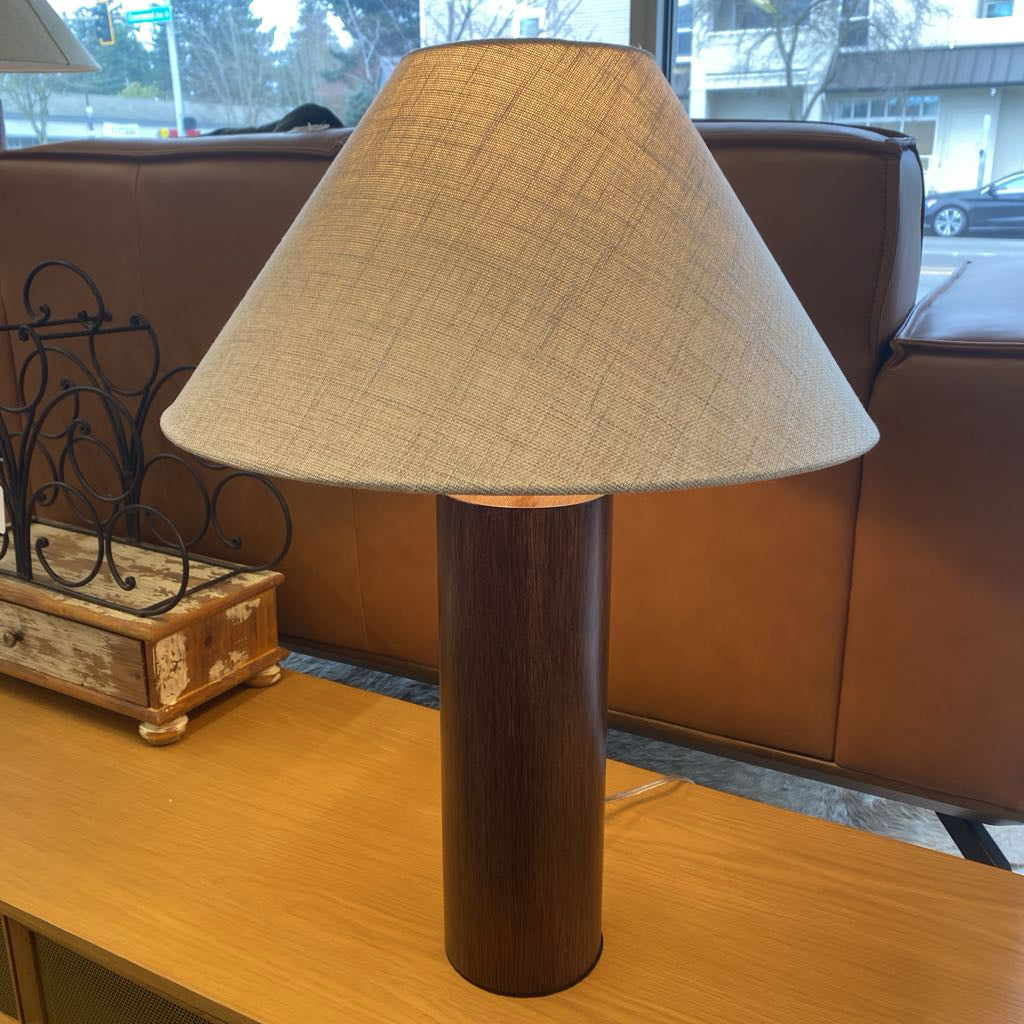 Walnut Column Table Lamp LAMPS