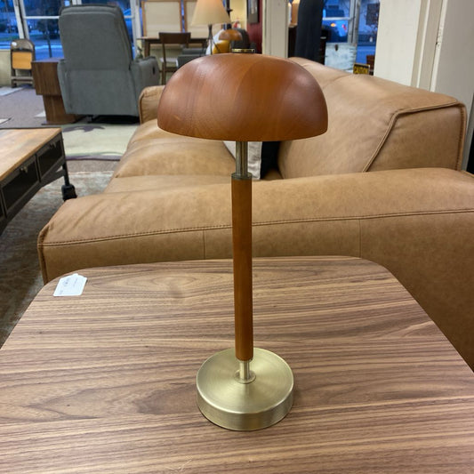 Walnut Dome Shade Cordless Table Lamp