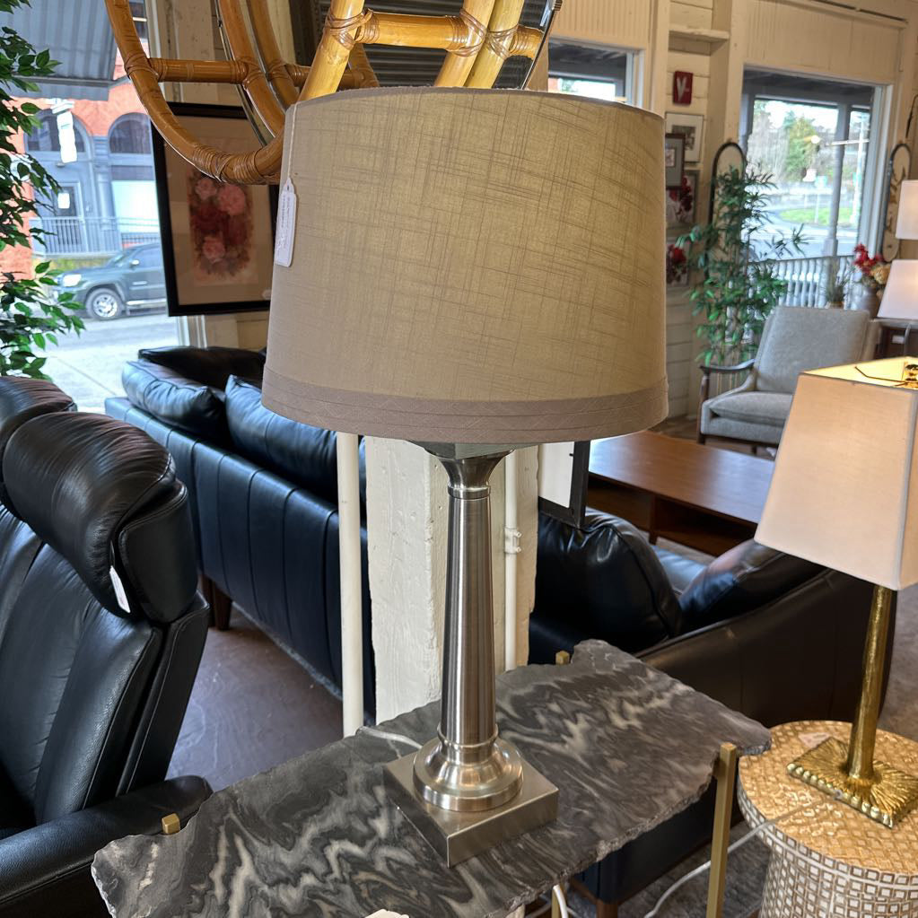 Silver Base Lamp w/ Modern Shade LAMPS