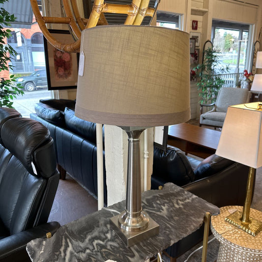 Silver Base Lamp w/ Modern Shade LAMPS